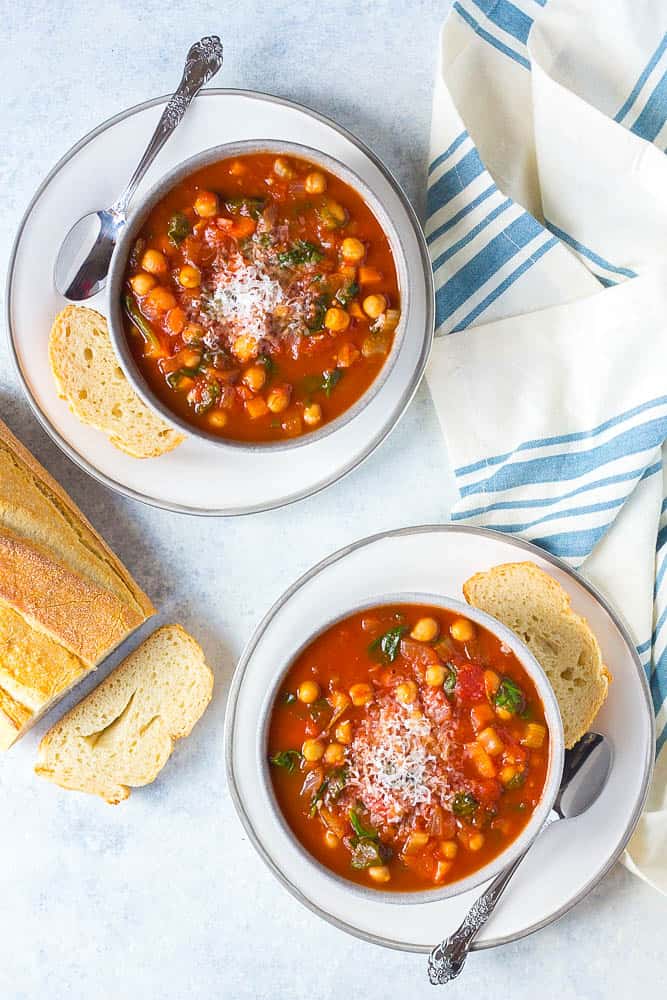 Rustic Italian Chickpea and Tomato Soup with Rosemary