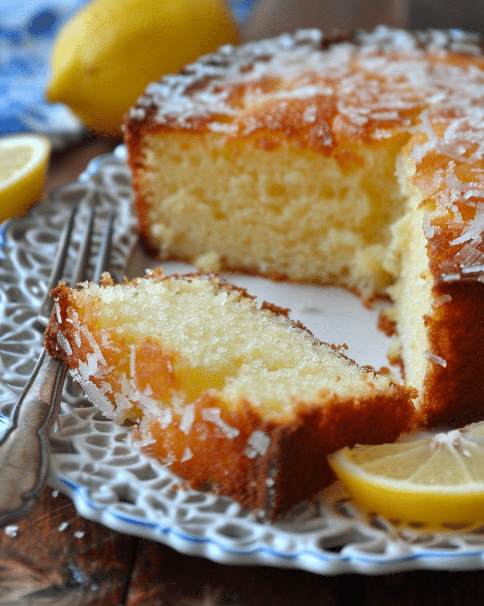 Lemon Yogurt Olive Oil Cake with Honey Drizzle