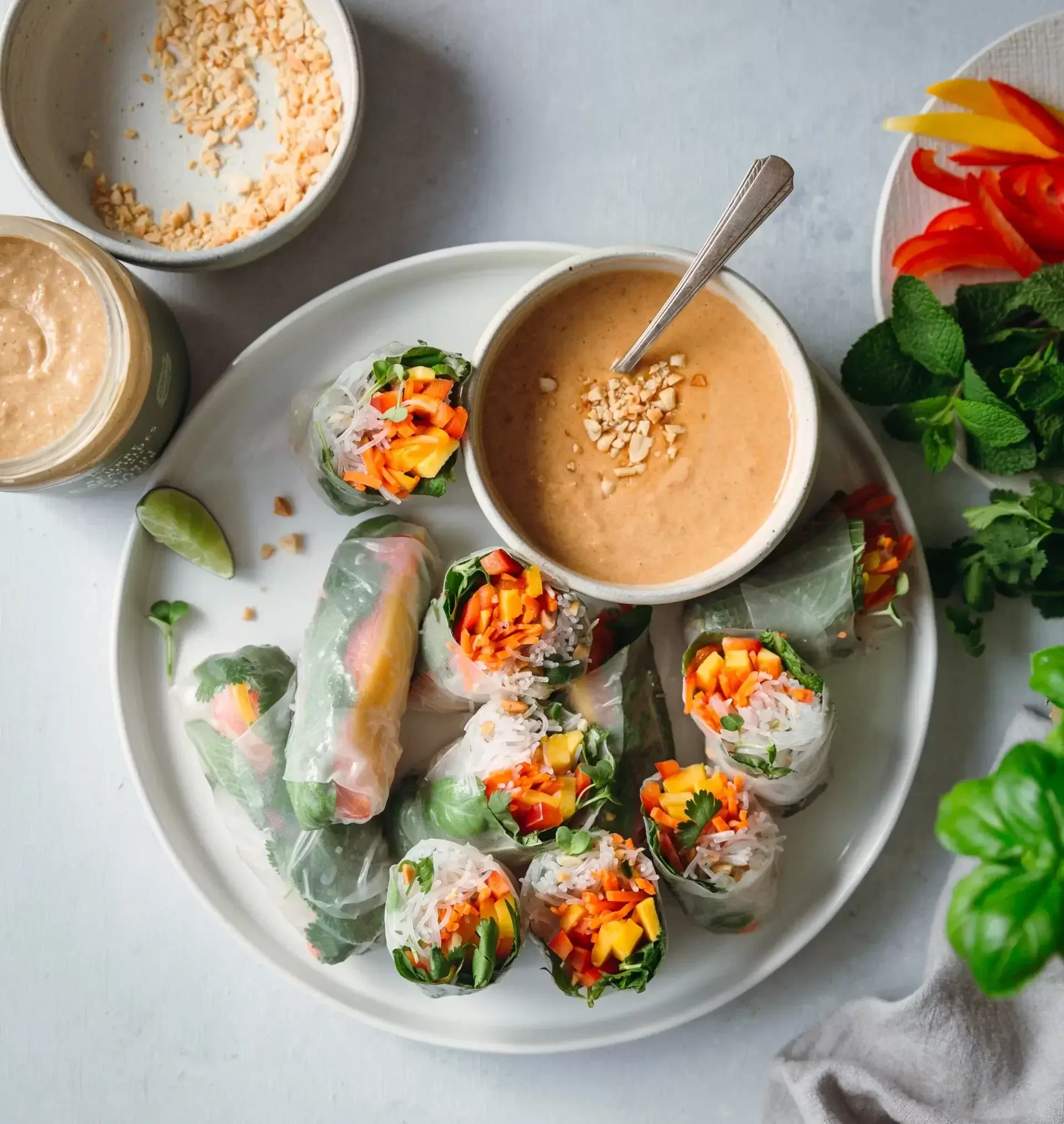 Hidden Gem Spring Rolls with Spicy Peanut Dipping Sauce