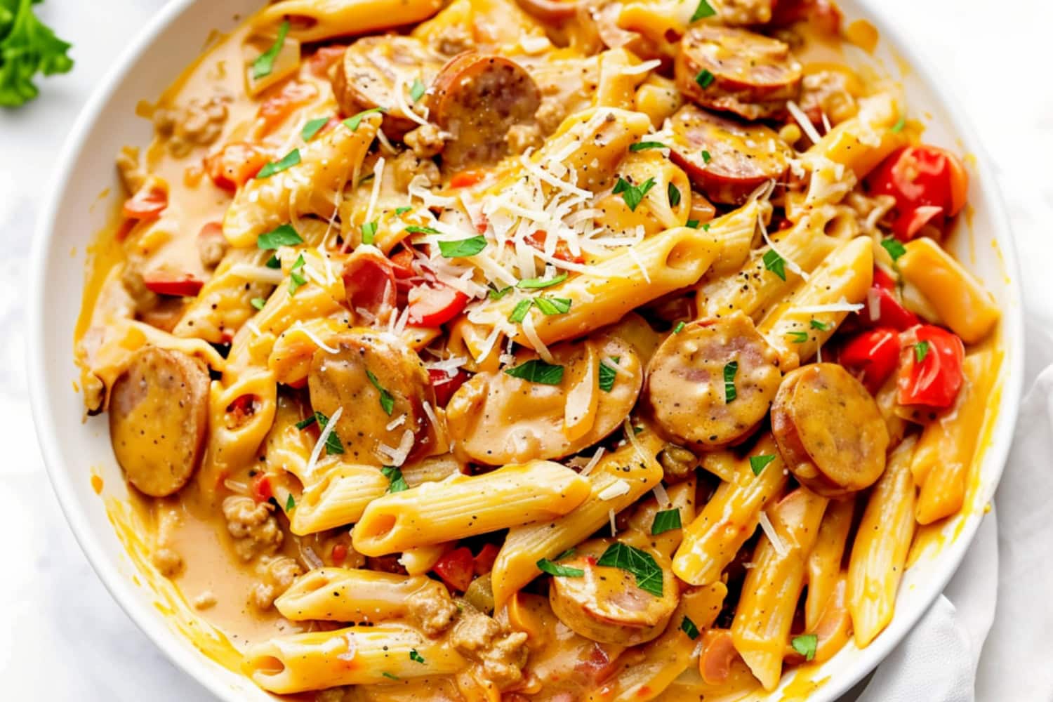 Cajun-Spiced Italian Sausage Pasta with Roasted Tomatoes