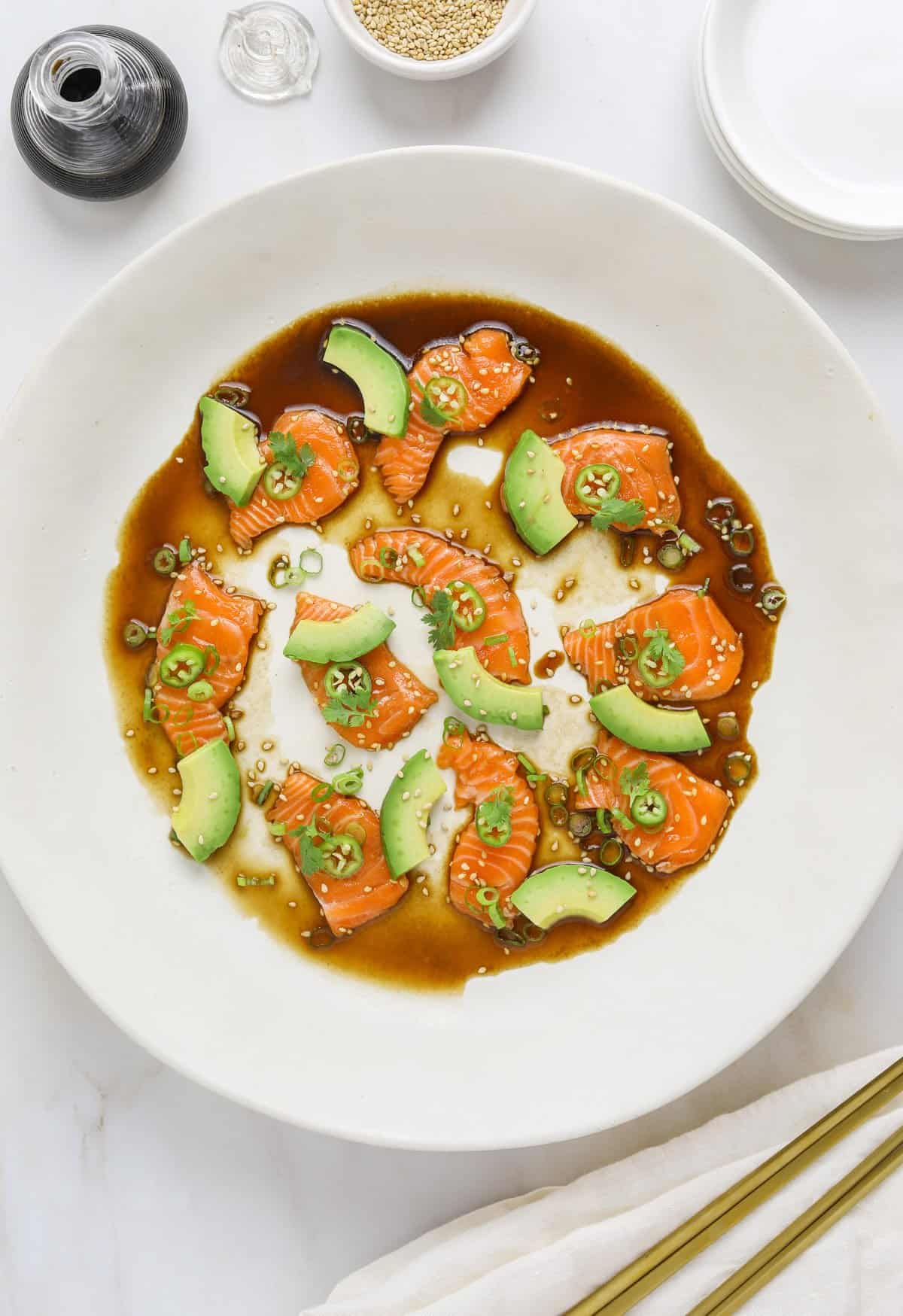Pan-Seared Salmon with Yuzu Kosho Soy Glaze and Shiso Salad