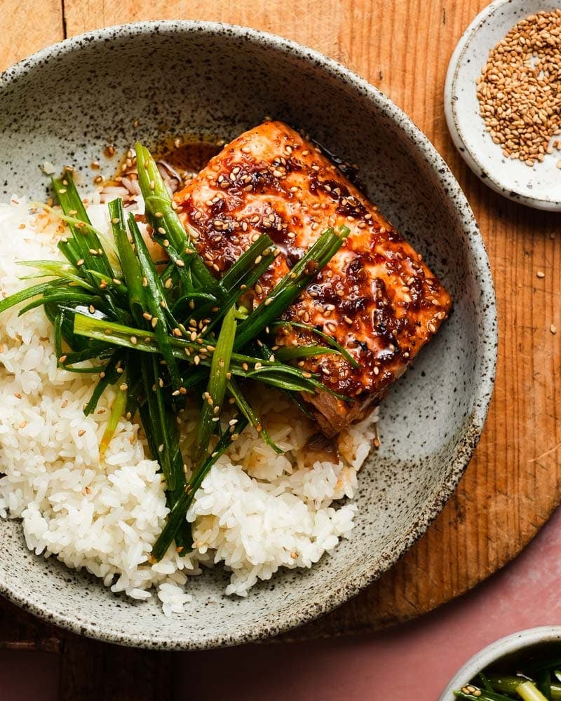 Honey-Ginger Glazed Salmon with Sesame Greens