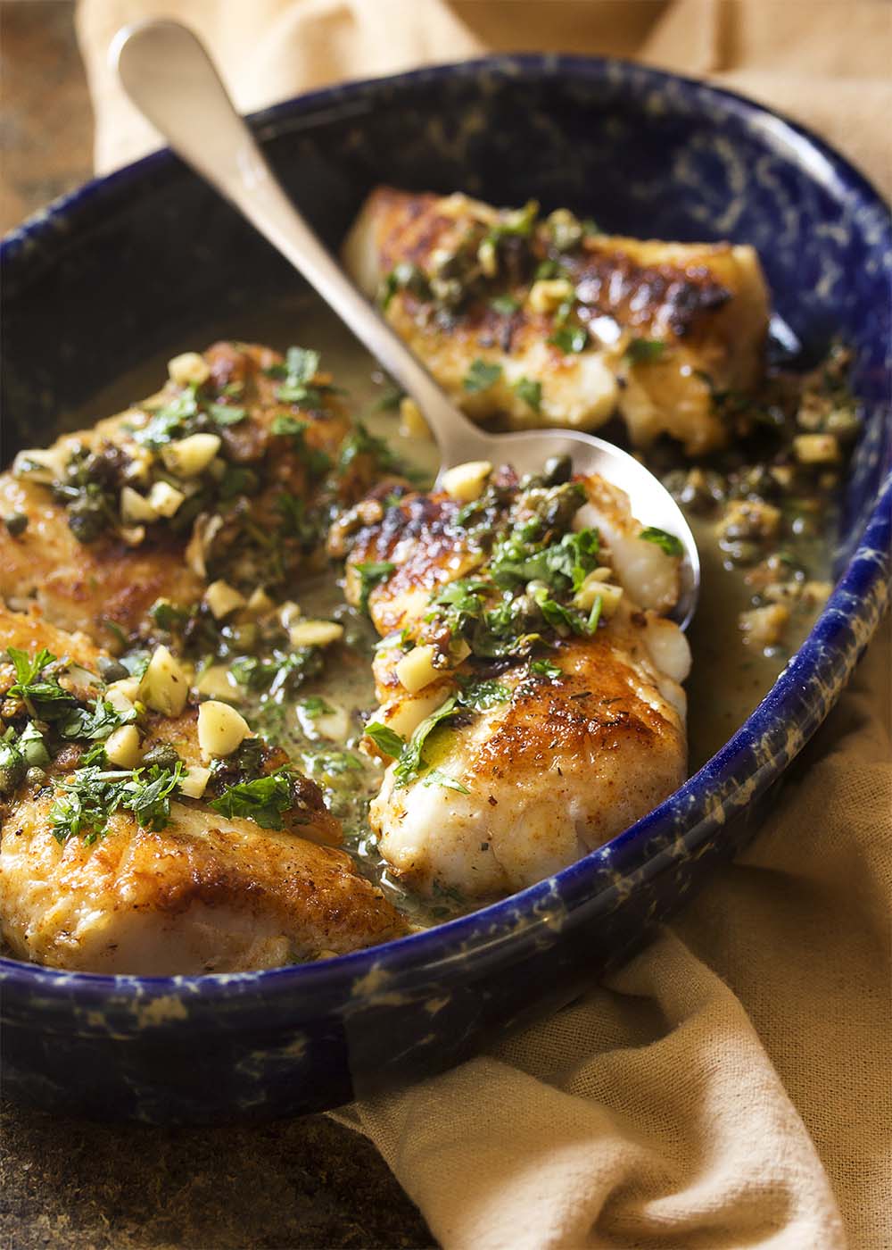 Pan-Fried Cod with Lemon-Caper Brown Butter