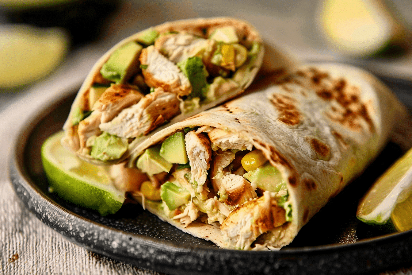 Grilled Chicken Tortilla Wraps with Avocado Crema
