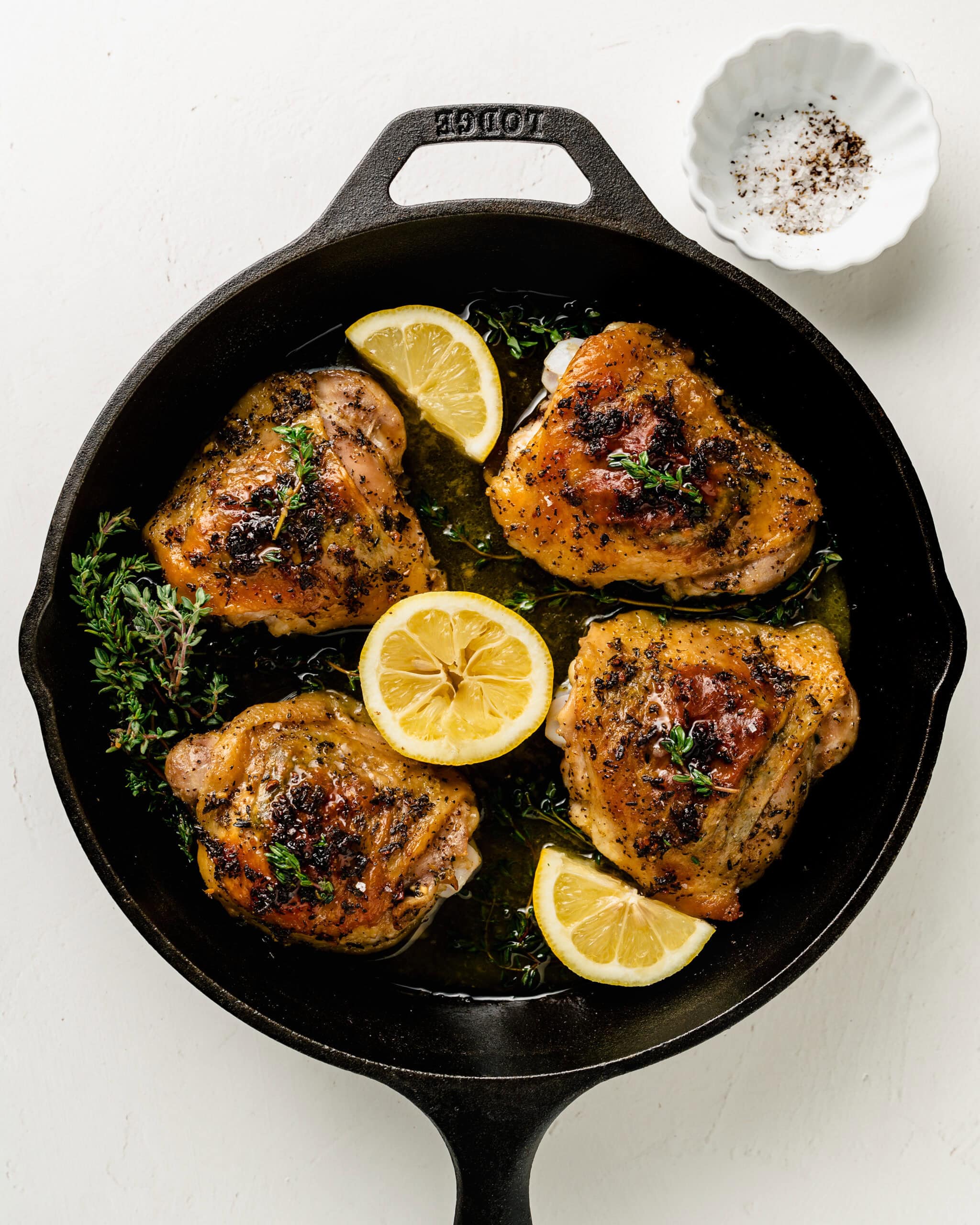 Sautéed Garlic Butter Chicken Thighs with Lemon and Thyme