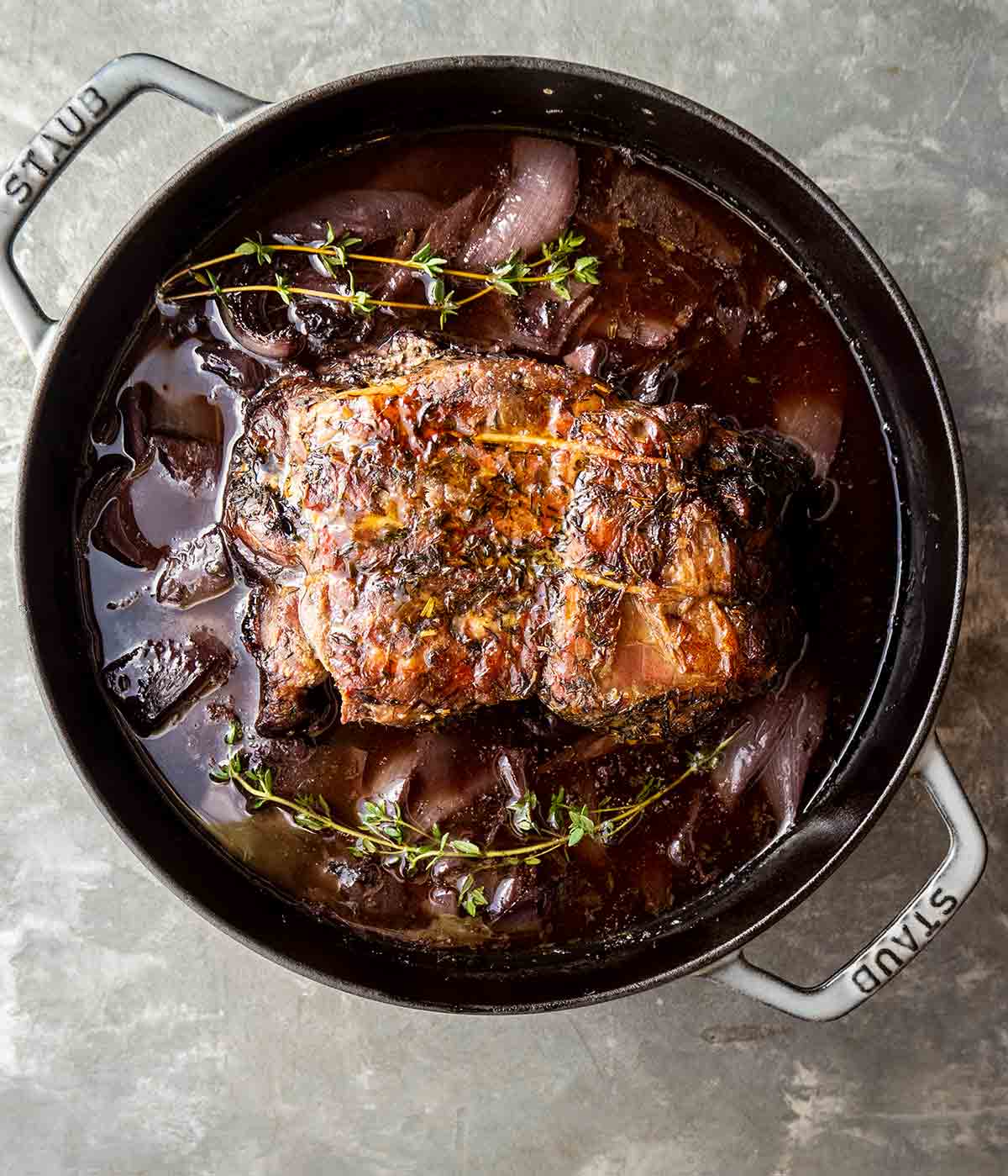 Italian Braised Pork Shoulder with Red Wine and Rosemary