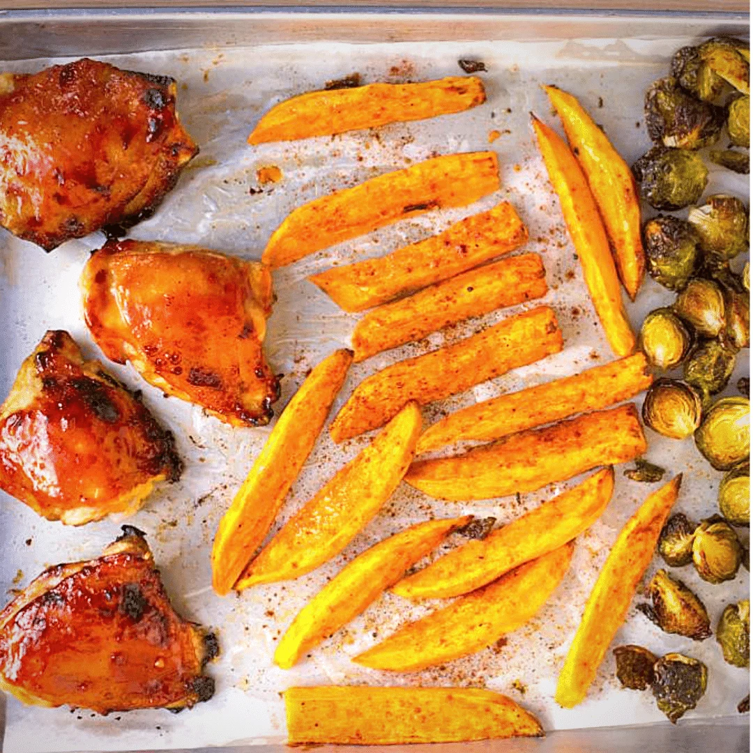 Sheet Pan Orange-Glazed Chicken with Roasted Brussels Sprouts