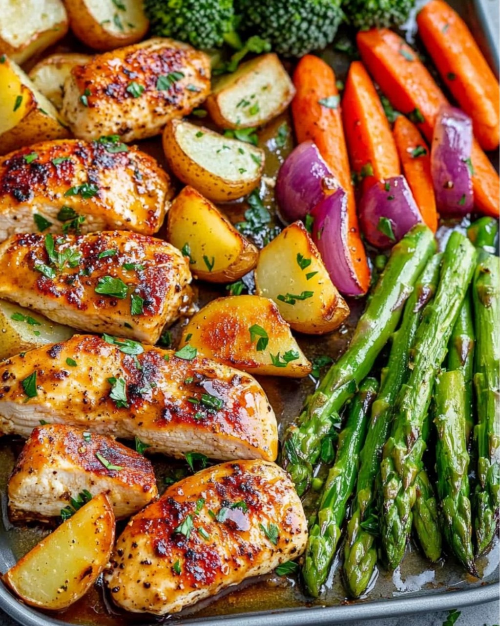 Sheet Pan Honey-Mustard Glazed Chicken with Roasted Vegetables