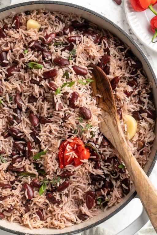 Jamaican Rice and Peas with Scotch Bonnet and Coconut Milk