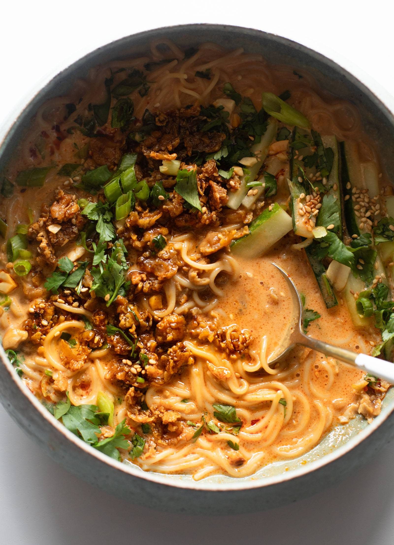 Miso-Peanut Ramen Bowls with Soft-Boiled Egg