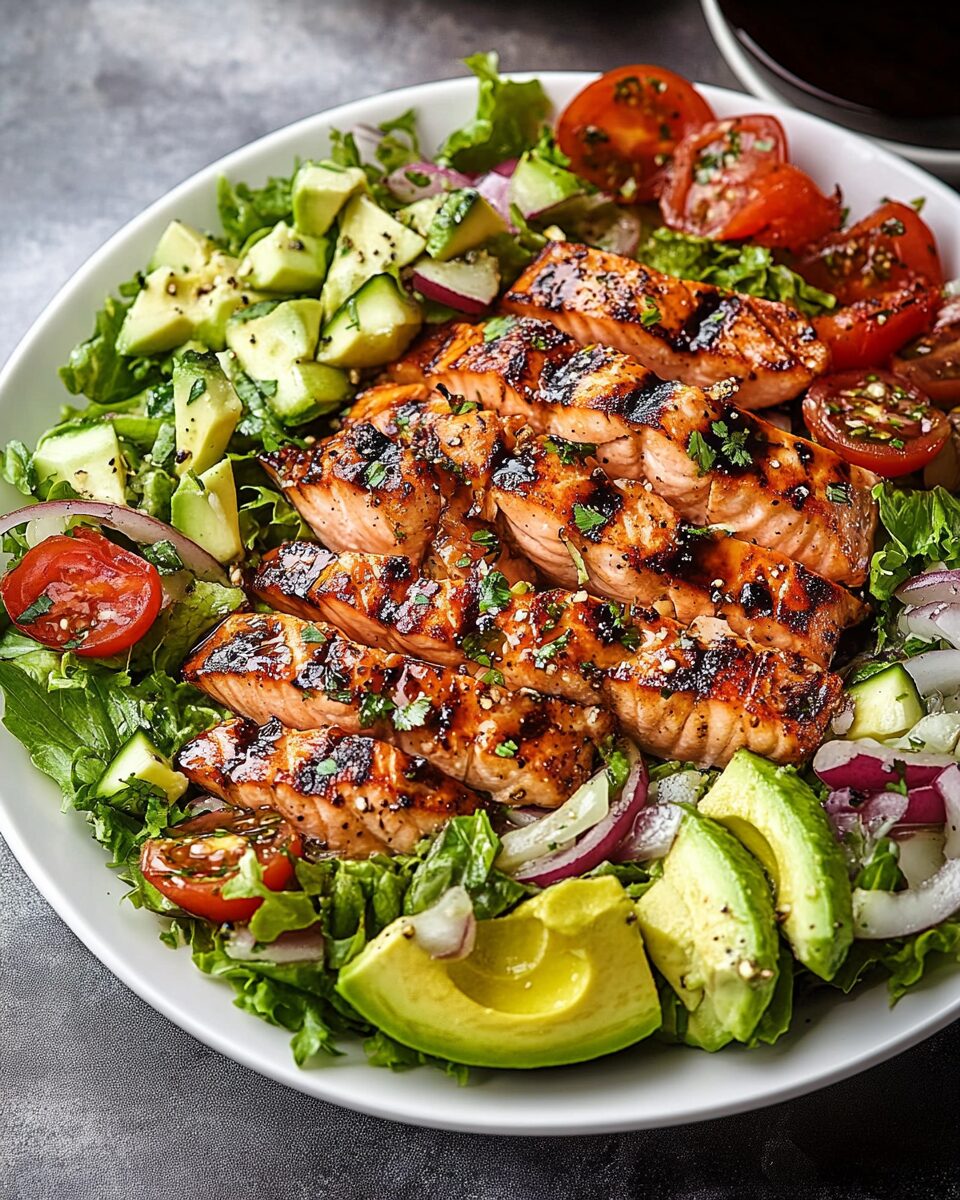 Citrus-Glazed Grilled Salmon with Avocado and Mint Salad