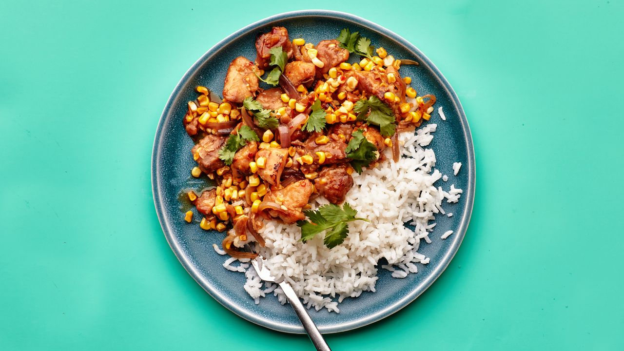 Pan-Seared Chicken with Black Bean and Corn Stir Fry