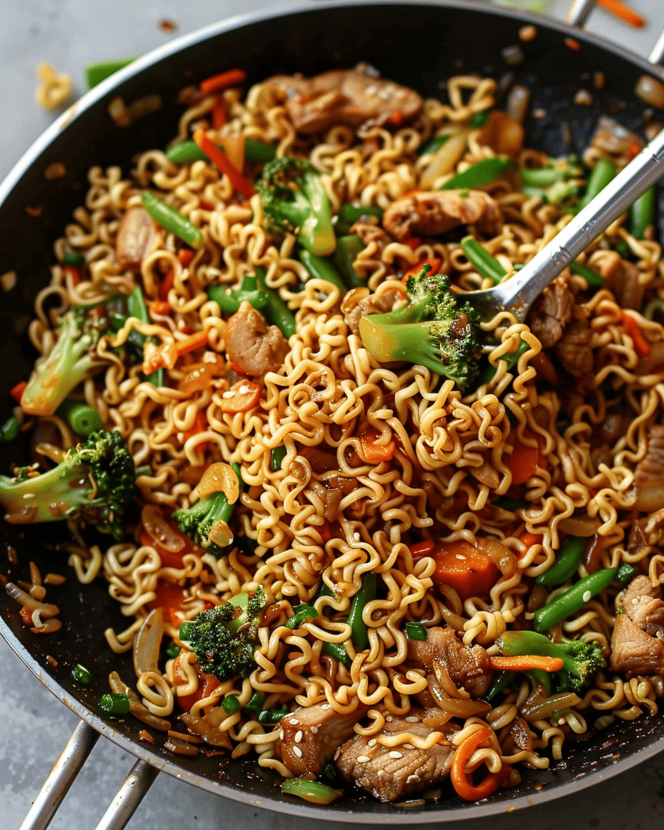 Instant Ramen Stir-Fry with Vegetables and Sesame