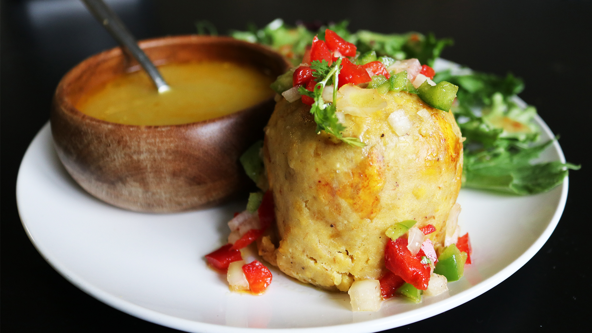 Vegetarian Mofongo with Herb Garlic Mash