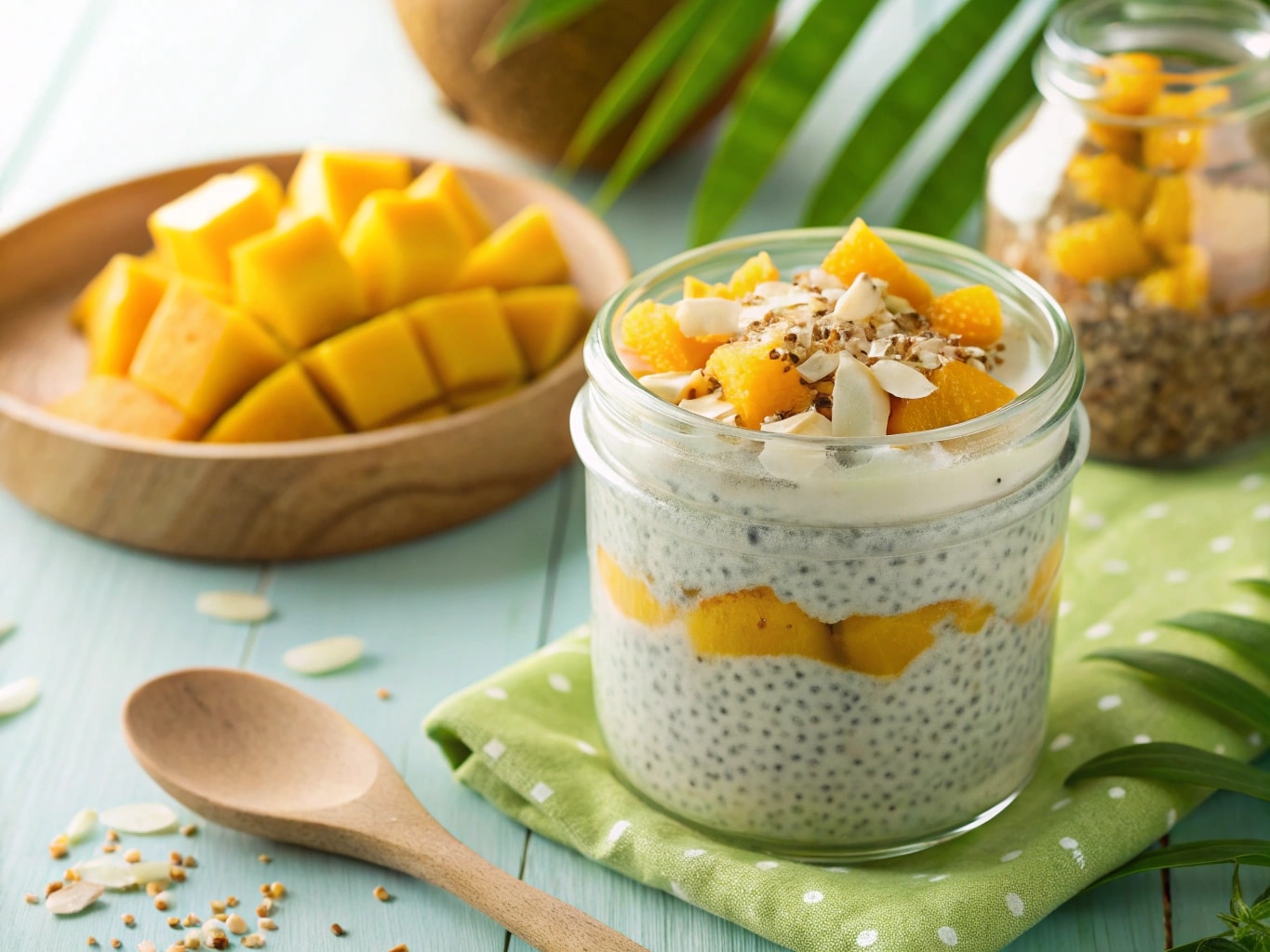 No-Bake Coconut Chia Pudding with Tropical Fruits