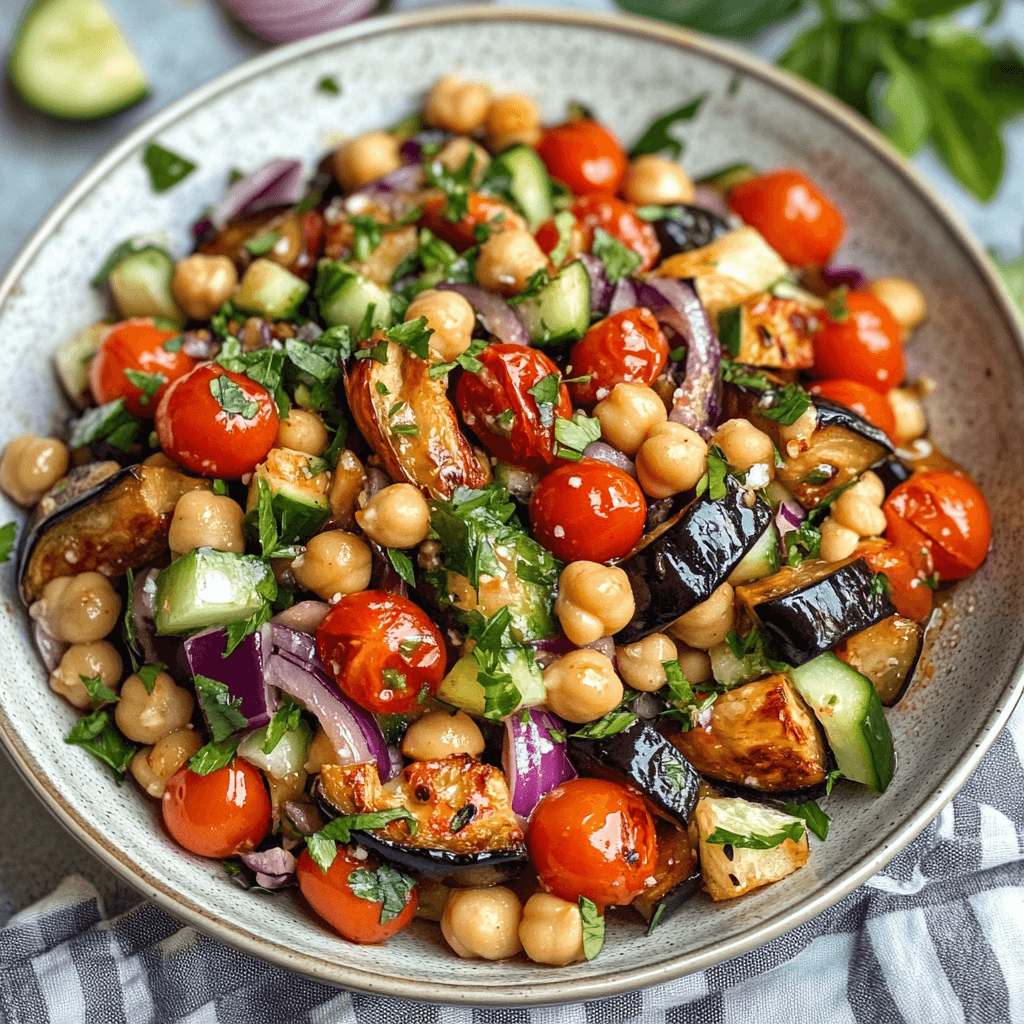 Sumac-Spiced Roasted Eggplant and Chickpea Salad