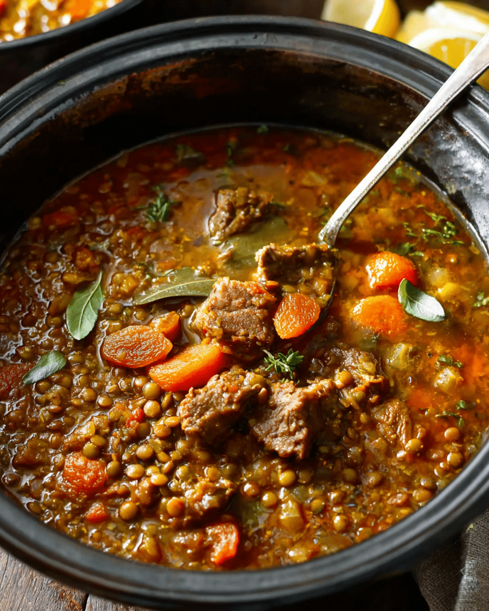 Slow Cooker Moroccan-Spiced Beef and Lentil Stew