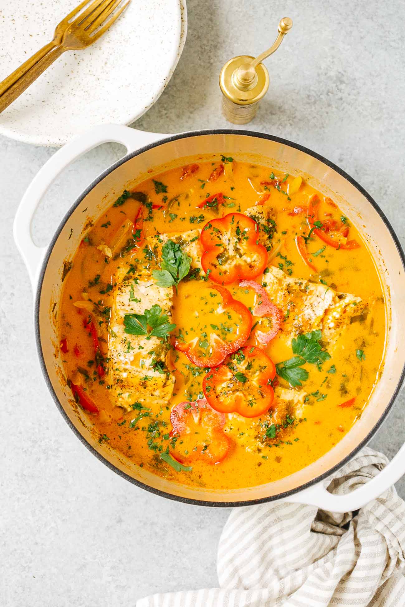Moqueca-style Brazilian Fish Stew with Coconut and Cilantro