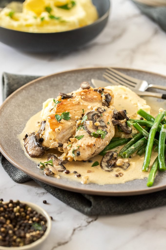 Pan-Seared Chicken with Peppercorn Sauce