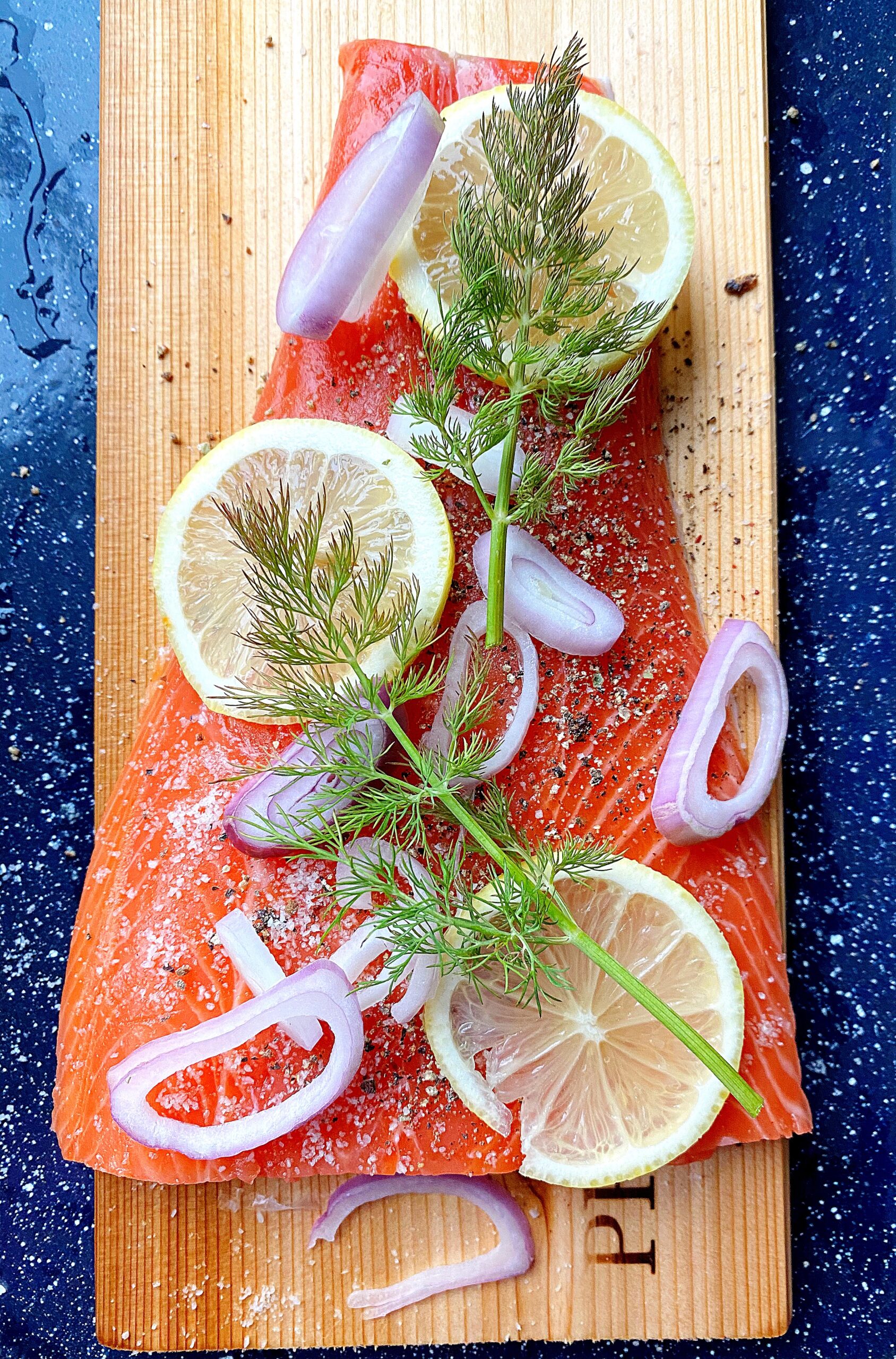 Grilled Cedar-Plank Lake Fish with Herb Butter