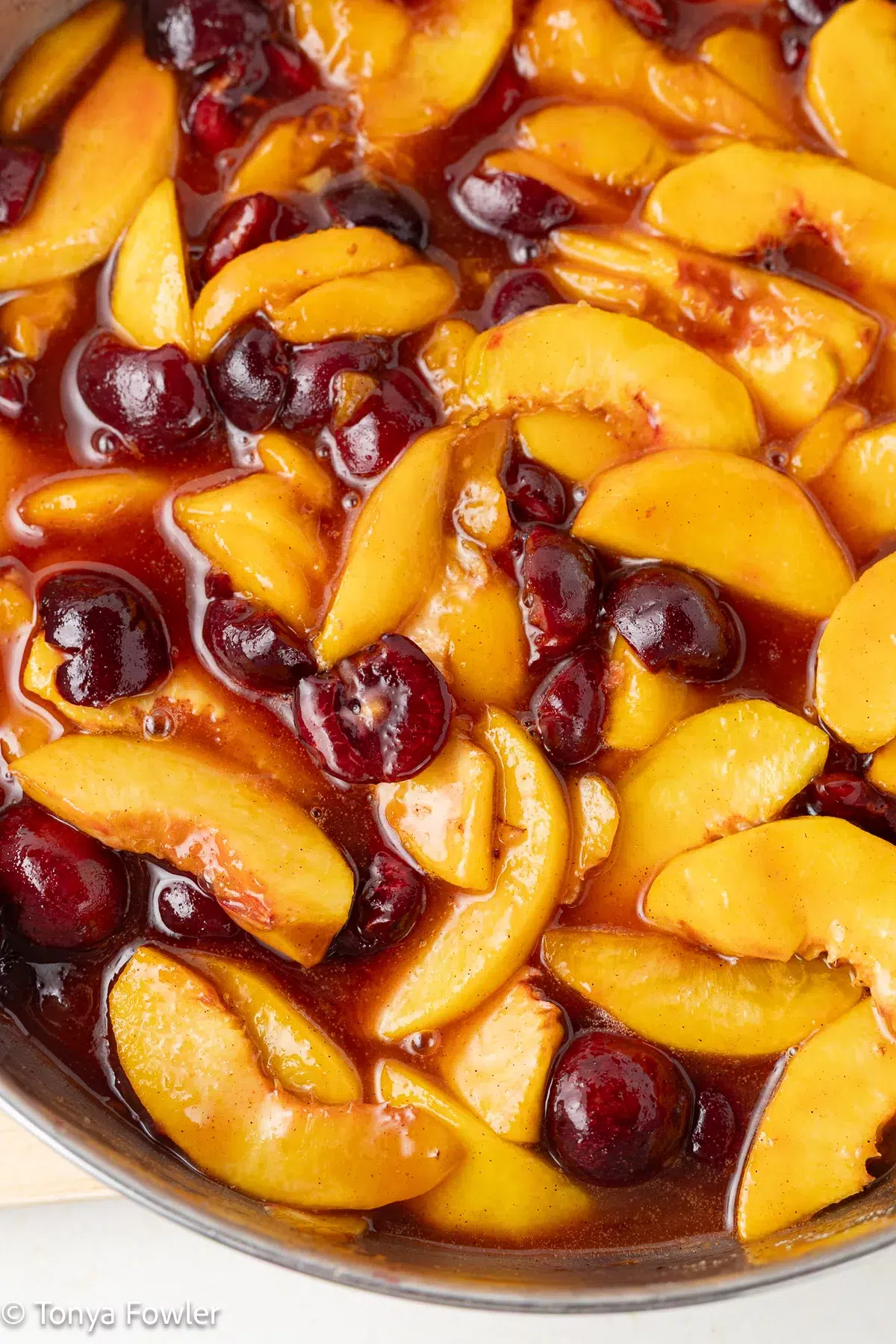 Pan-Fried Peach and Cherry Dessert Skillet