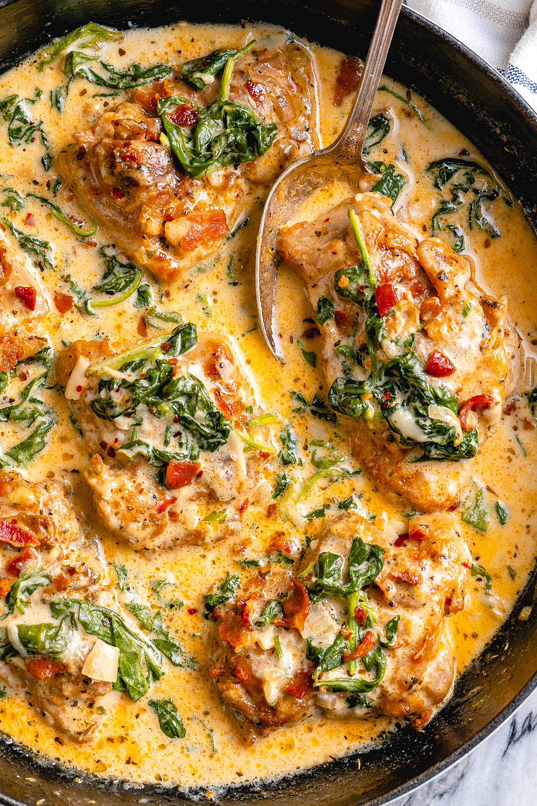 Pan-Seared Chicken Thighs with Garlic Butter and Spinach Keto Bowl