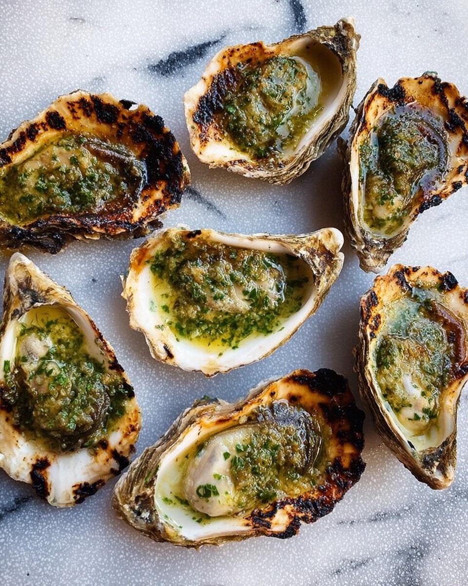 Charred Half Shell Oysters with Garlic Herb Butter