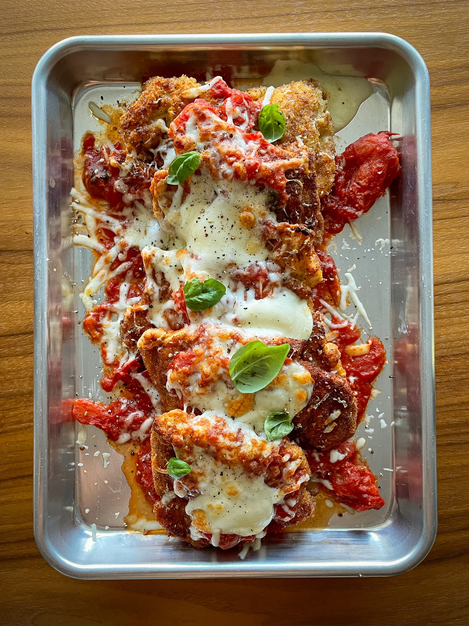 Mediterranean Chicken Parmesan with Tomato-Olive Sauce