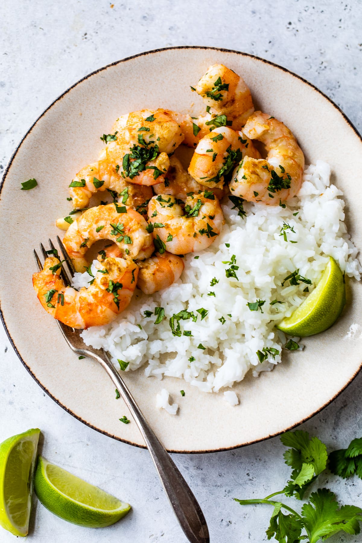 Sautéed Shrimp with Garlic and Chili over Cilantro Lime Rice