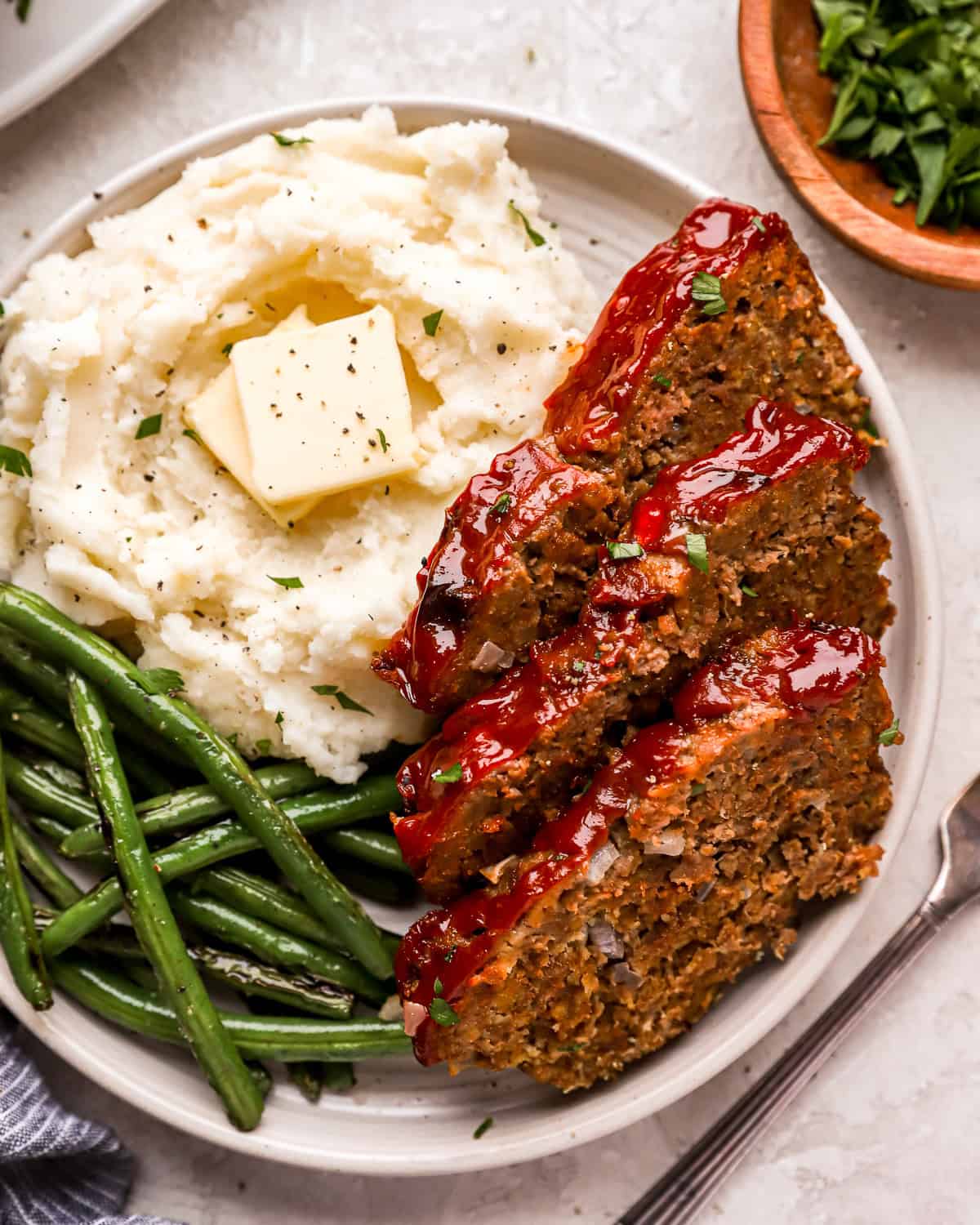 Vintage TV Dinner-Style Meatloaf with Mashed Potatoes and Green Beans