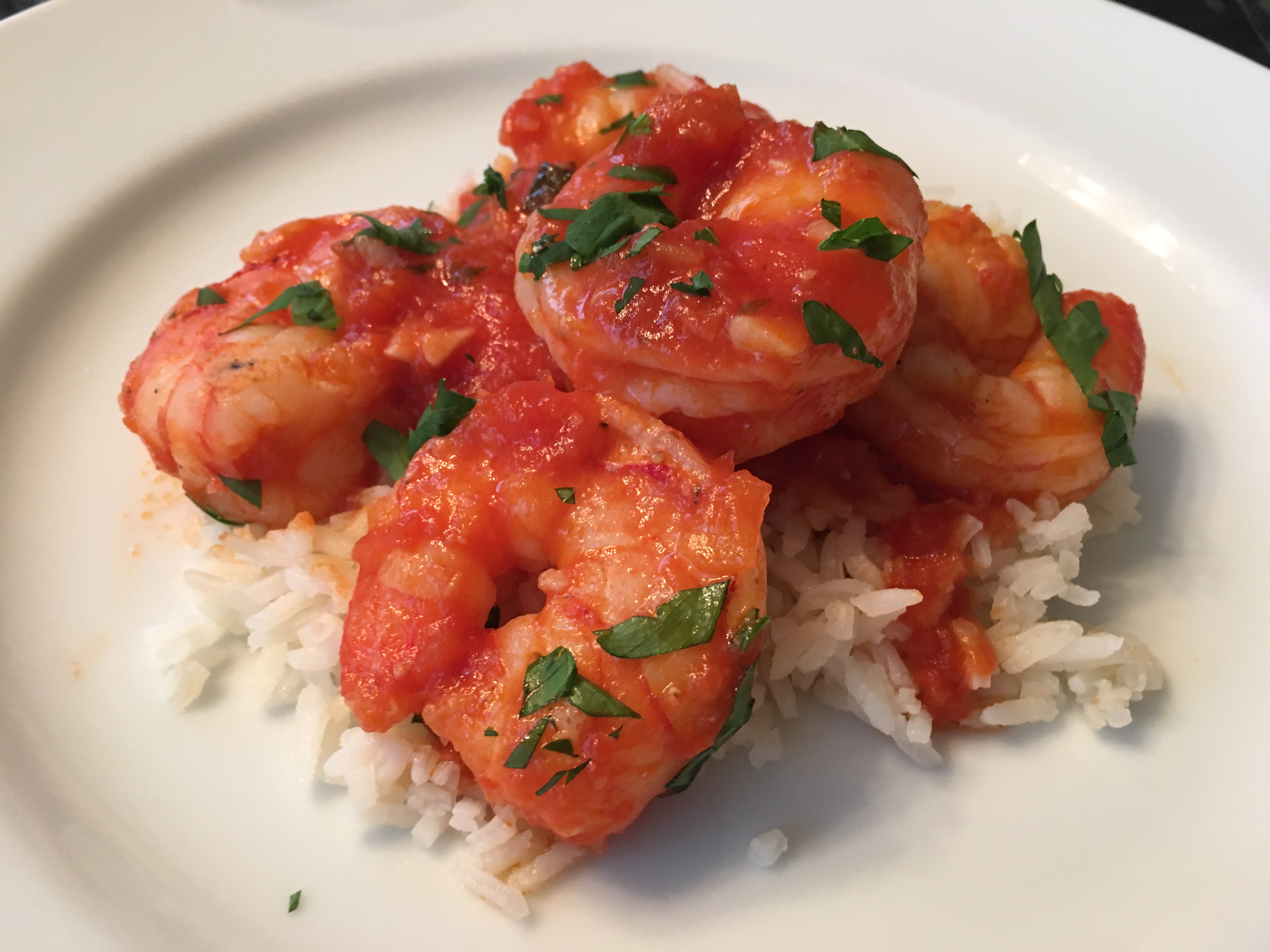 Sautéed Shrimp with Spicy Tomato and Basil Sauce