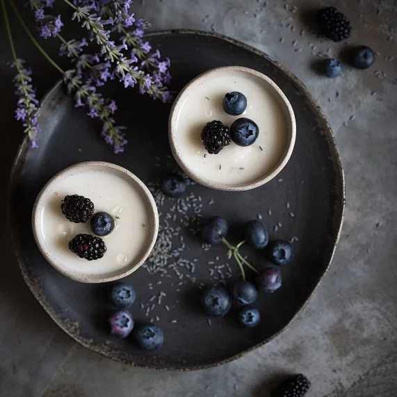 Honey-Lavender Panna Cotta with Raspberry Coulis