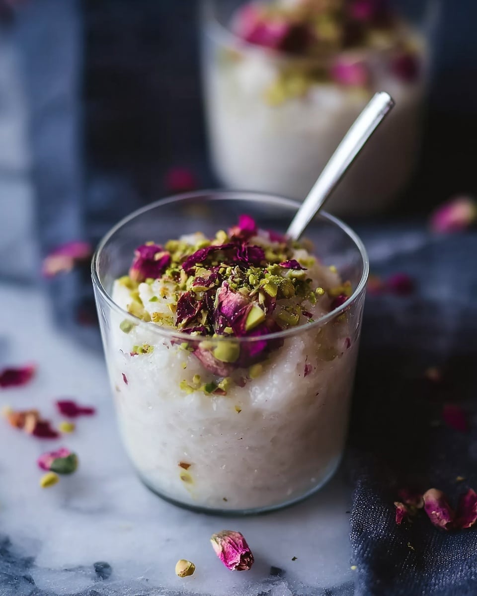 Cardamom-Spiced Rice Pudding with Rosewater and Pistachios