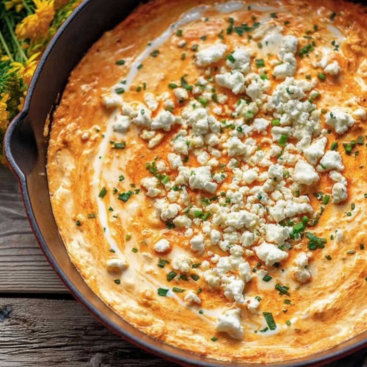 Stovetop Buffalo Chicken Dip with Cream Cheese and Cheddar