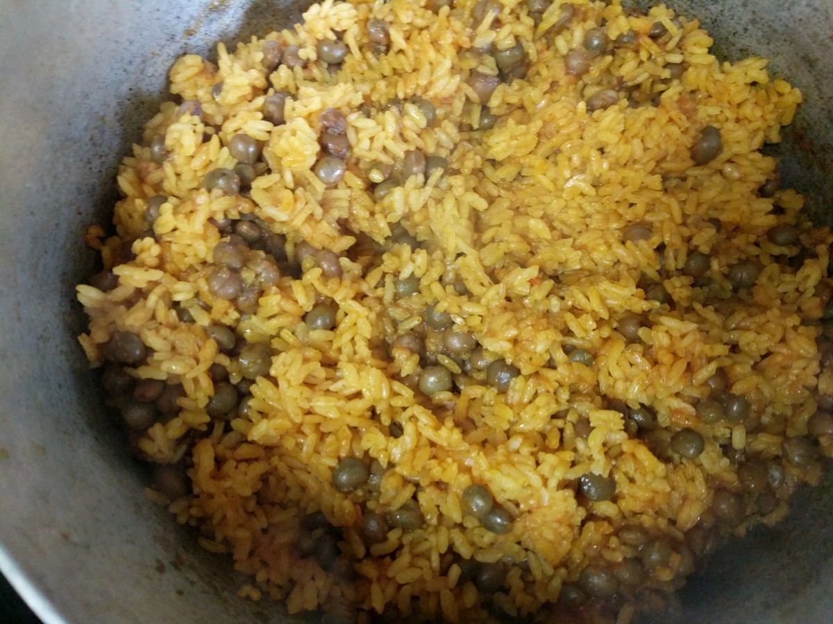 Puerto Rican-Style Yellow Rice with Sofrito and Pigeon Peas