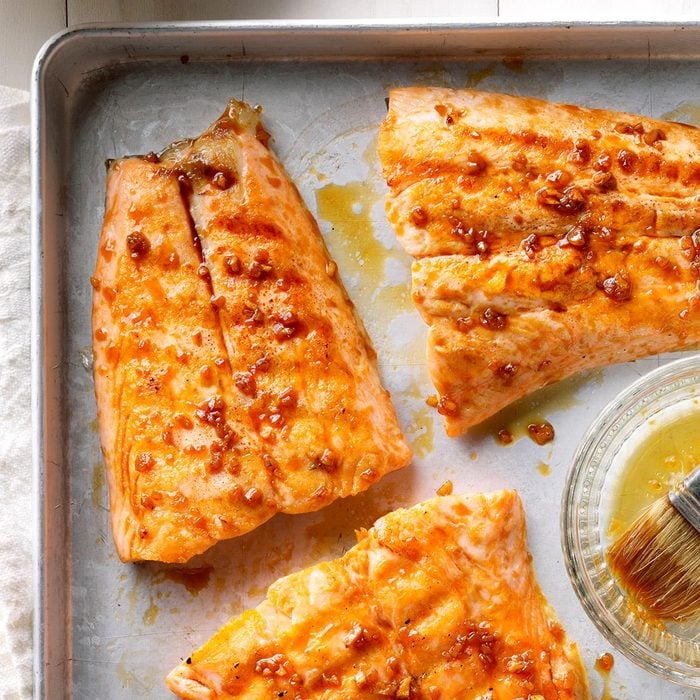 Maple-Glazed Salmon with Honey-Ginger Slaw