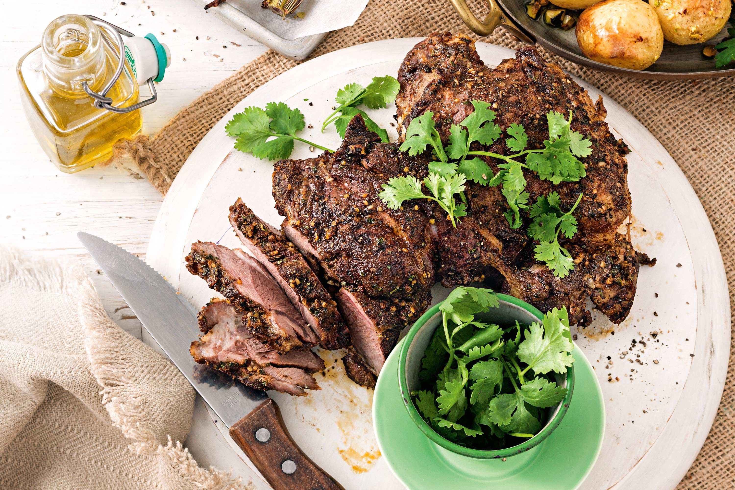 Mid-Roast Lamb with Spiced Middle Eastern Herb Rub