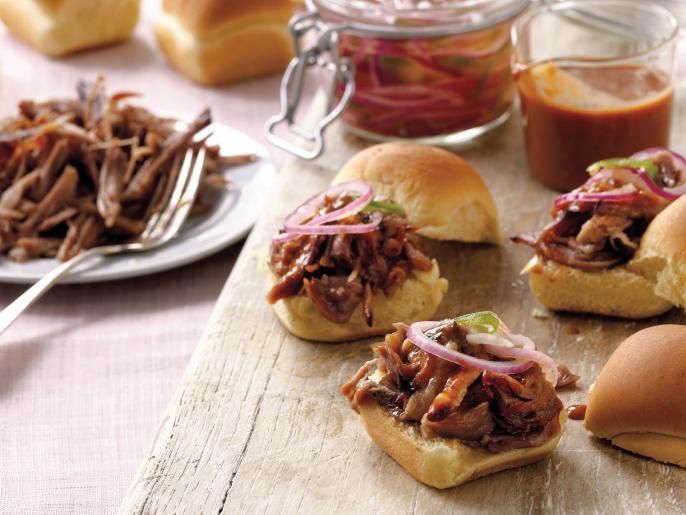 Microbrew-Infused Pulled Pork Sliders with Pickled Onions