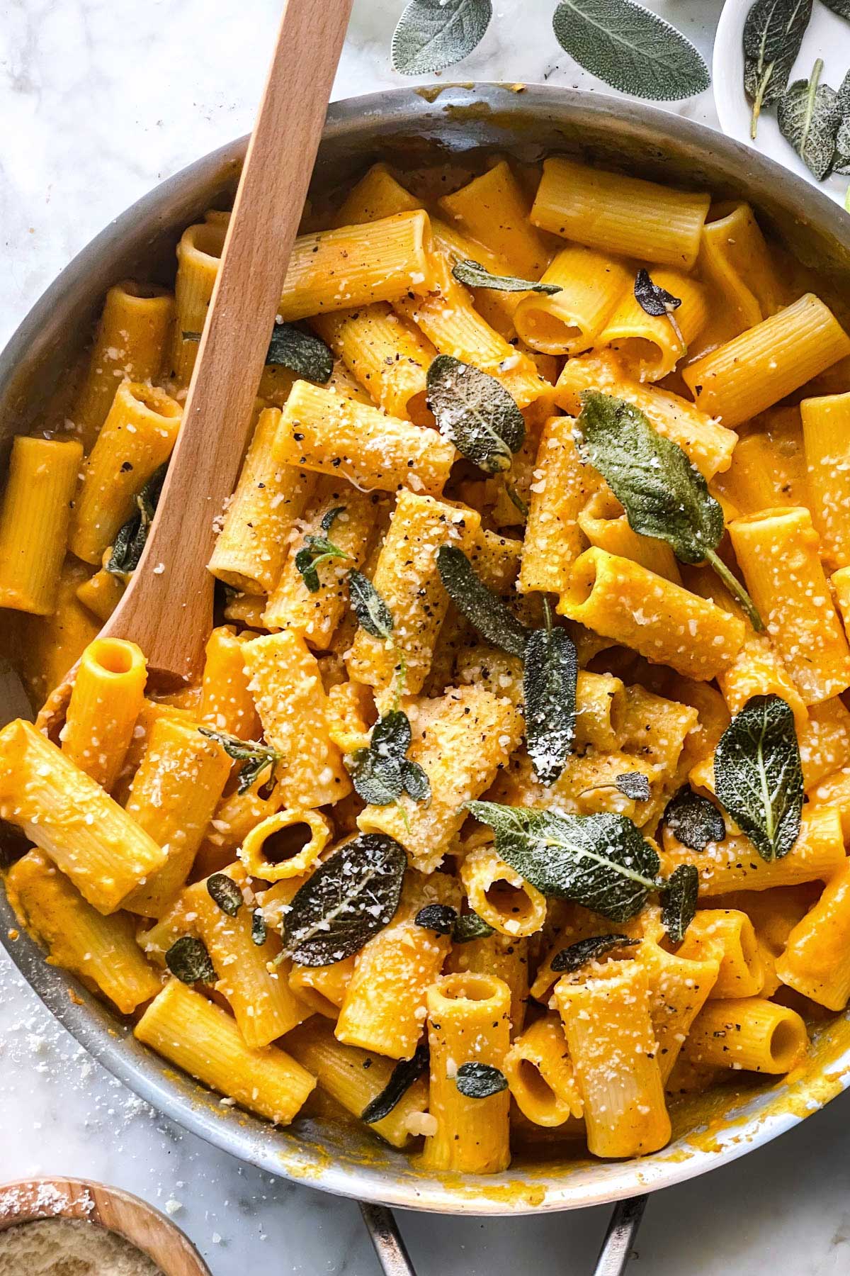 One-Pot Creamy Pumpkin Pasta with Sage and Parmesan