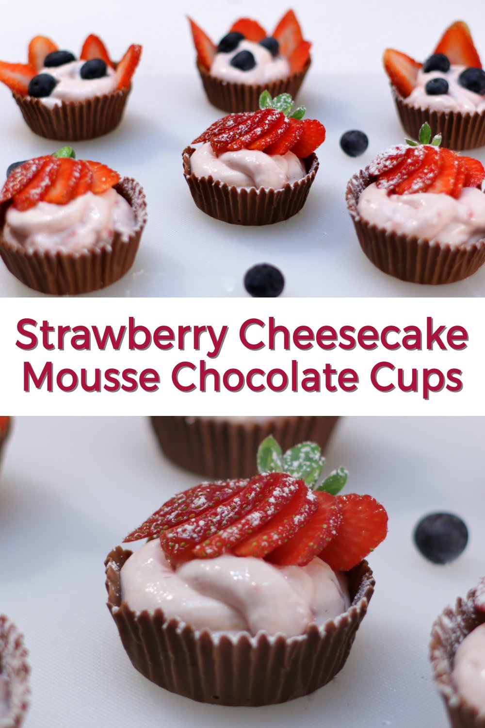Chocolate-Dipped Strawberry Mousse Cups
