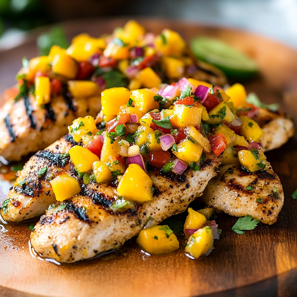 Caribbean Citrus-Grilled Chicken with Mango Salsa