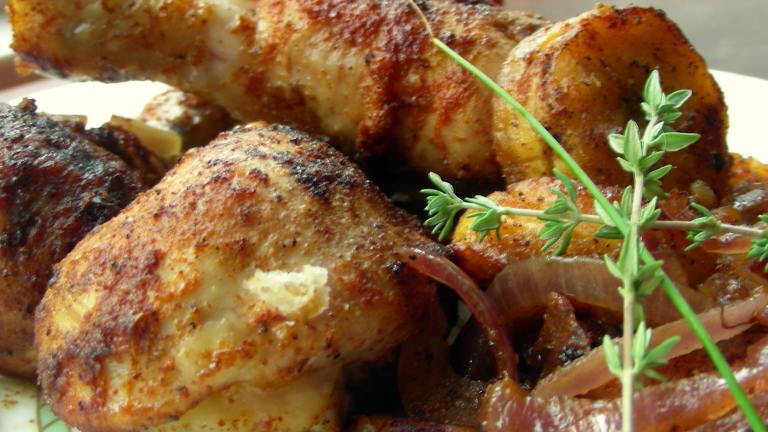 Sofrito-Crusted Chicken with Mashed Plantains