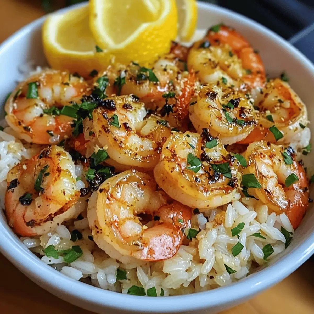Lemon-Garlic Shrimp and Rice Bowl with Fresh Herbs