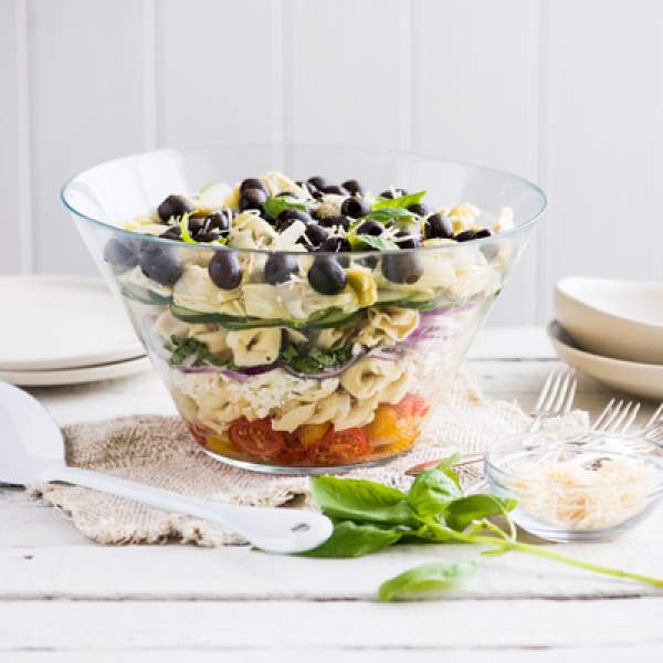 Mezzanine Layered Mediterranean Salad with Vegetables