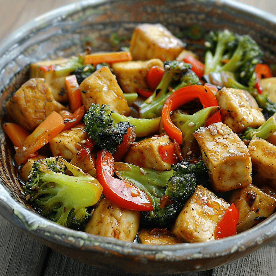 Layered Ternary Tofu Stir Fry with Binary Peppers and Greens