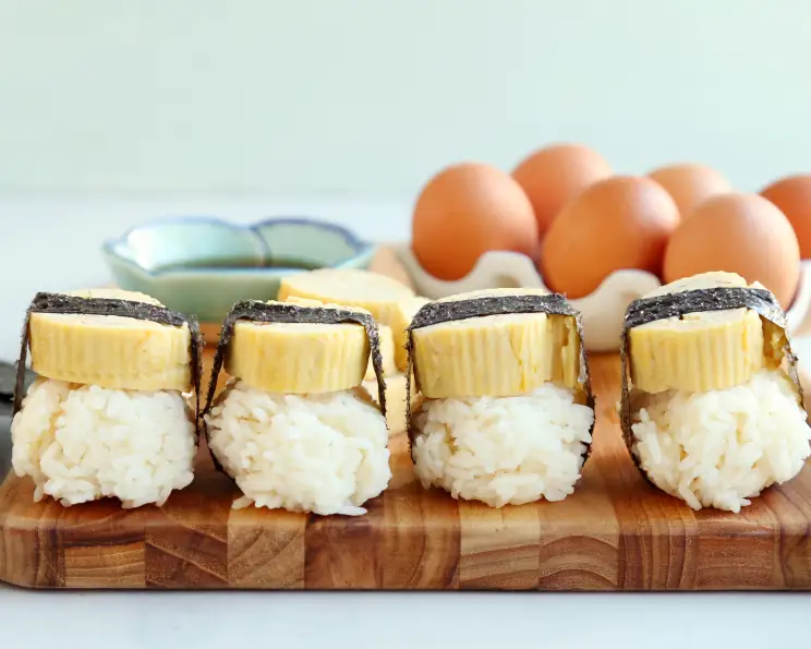 High-Stacked Japanese Tamago Sushi Rolls