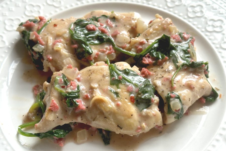 Sautéed Chicken with Garlic and Spinach in Lemon Butter Sauce
