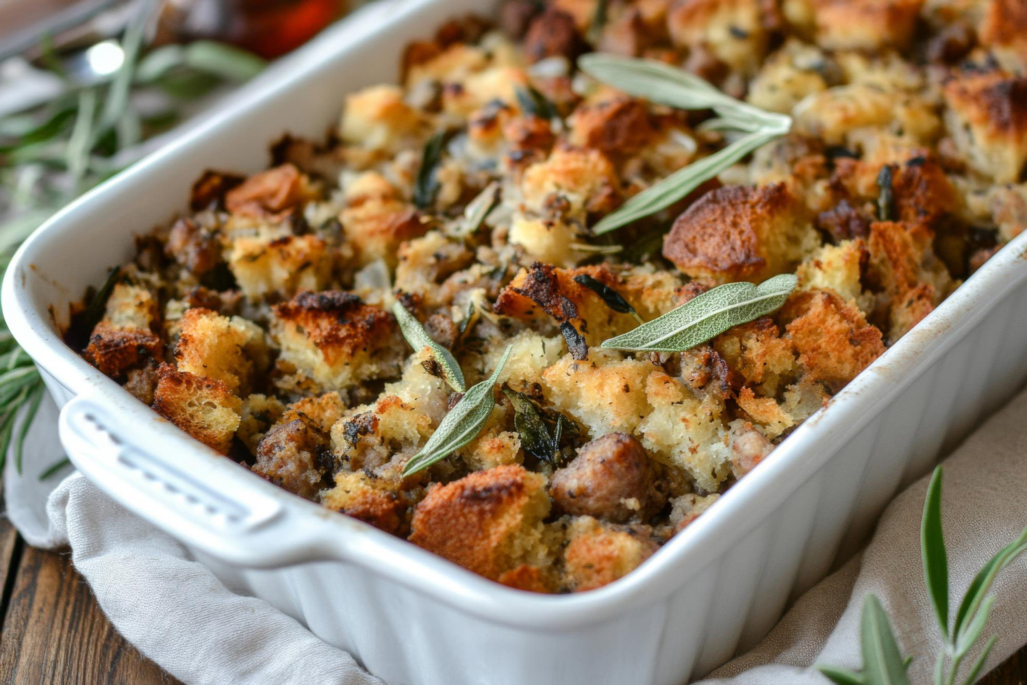 Sourdough Bread Stuffing with Sauteed Onions and Celery