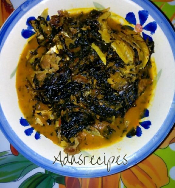 Bitterleaf Soup (Ofe Onugbu) with Assorted Meat and Cocoyam