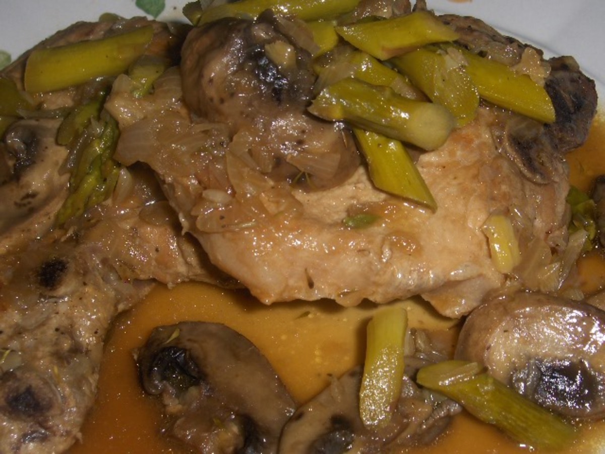 Crispy Herb Butter Pork Chops with Roasted Asparagus